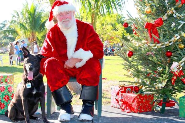 Buster and Santa Rick at Key West Higg's Beach Dog park