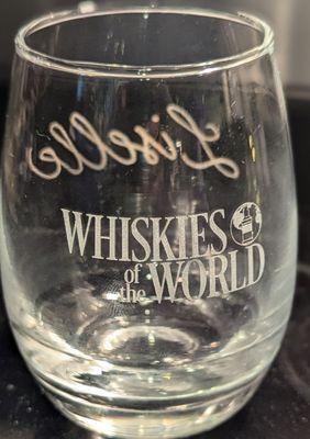 Engraved tasting glass.