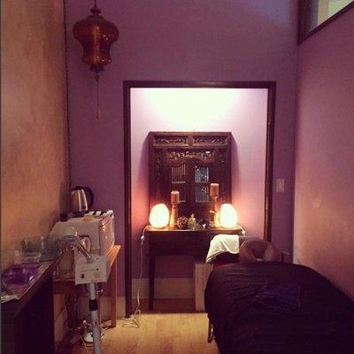 AnnaVeda Beauty offers serenity in the Healing Room at Liberation Yoga.