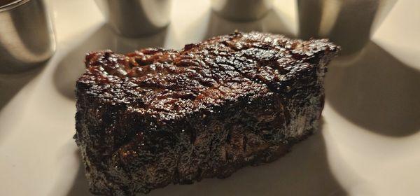 Rib eye 6 oz. Perfect for those who want to eat a little of everything and not get the meat sweats. Perfect medium rare