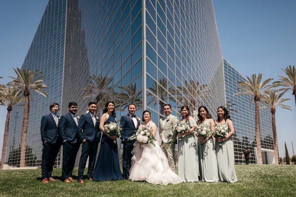 Wedding party with bouquets