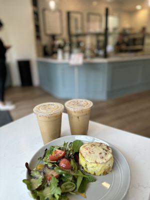 Breakfast Frittata and iced Honeybee Latte