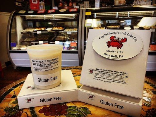 Did you know they have Gluten Free New England Clam Chowder and Gluten Free Crab Cakes?  Delicious!