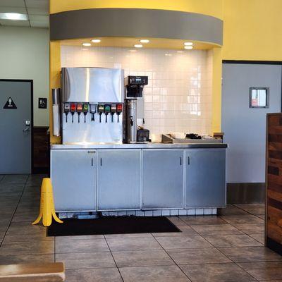 Self-serve soda fountain.