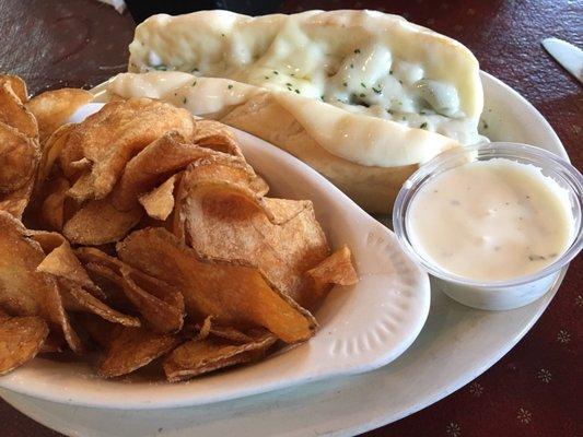 My husband and I both chose and enjoyed The Awesome Cheesesteak.  I upgraded from fries to the homemade Ranch Chips.