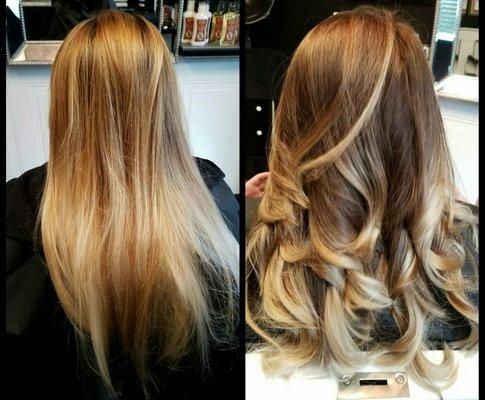 Before and after shadow root/ombre