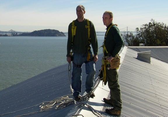 Cleaning gutters on Alcatraz