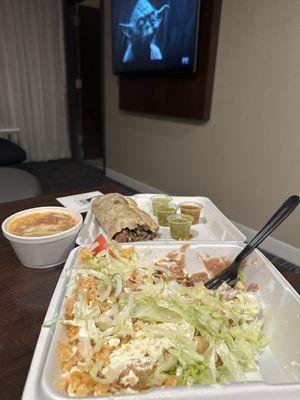 A burrito, rolled tacos, and Star Wars? What could be better?