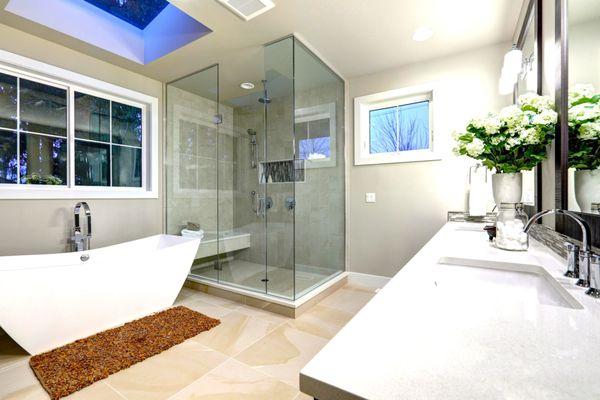 Modern and updated entire bathroom remodel.