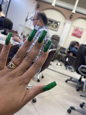 Gel Fill with green Christmas polish