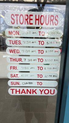 Store hours