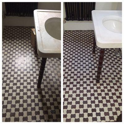 Old 1920's terrazzo tile floor & marble vanity! Steam Clean, hone & Seal!!!!