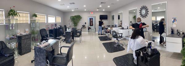 Wide view of inside the salon