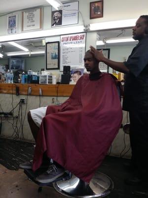 My son getting cut up for his prom.