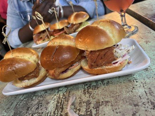 Fried salmon sliders