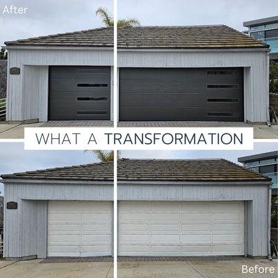 Check out this stunning new garage door installation--talk about a glow-up for this home's curb appeal! Now it's holiday-ready!