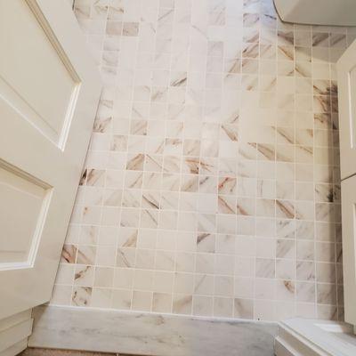 Love this flooring in our Hallway bathroom!