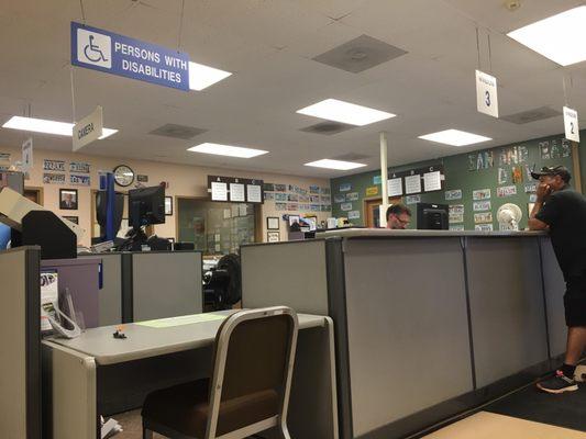 Inside of office; much smaller than most DMV's