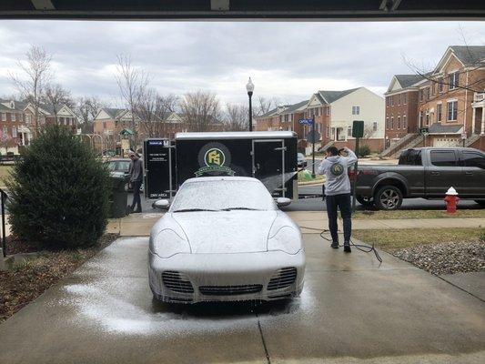 FS Mobile Detailing foaming my Porsche 911. Early spring cleaning.