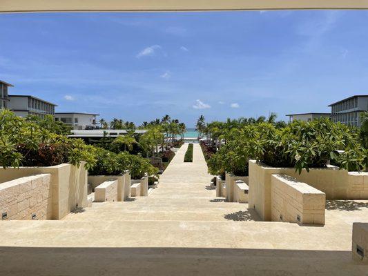 View of the beach from the main lobby