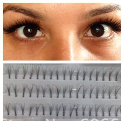 Long eyelash flare extensions.