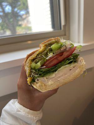 Turkey sandwich hot on a hoagie