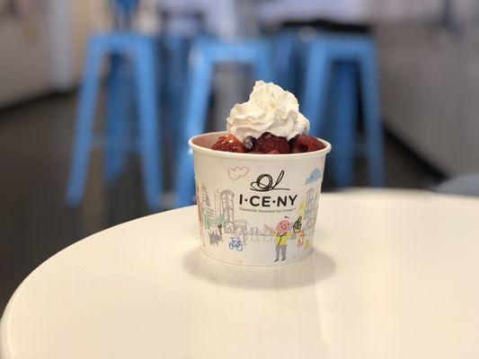 My Strawberry Shortcake rolled ice cream in a cup.