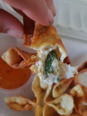 Inside crab wontons