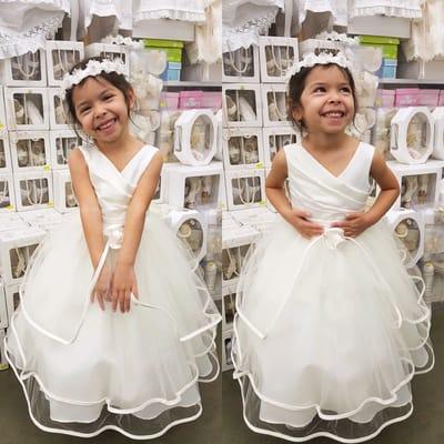 Our three layer Flower Girl dress available in white and Ivory!