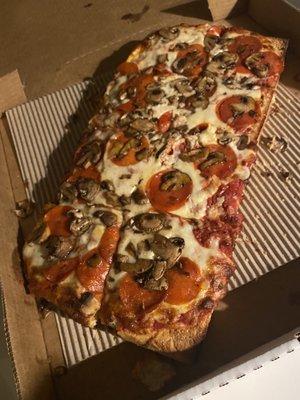 Half Sicilian with mushrooms & pepperoni