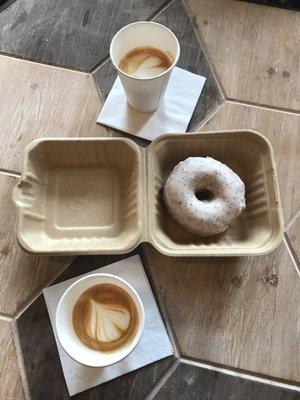 Cortado and lemon donut