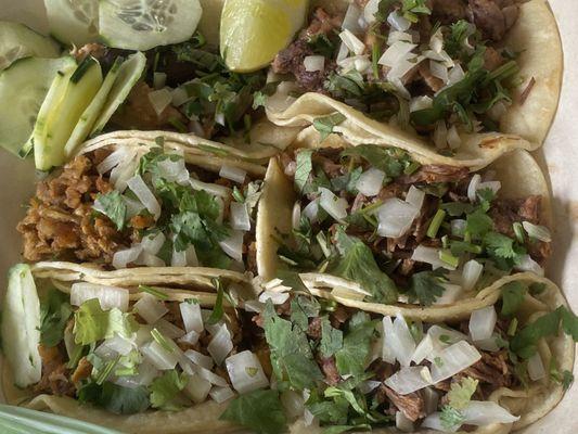 Tacos Two each of Lengua, Al Pastor and Quesabirria. At least that's what I ordered and paid for. Anyone see any Quesabirria Tacos here?