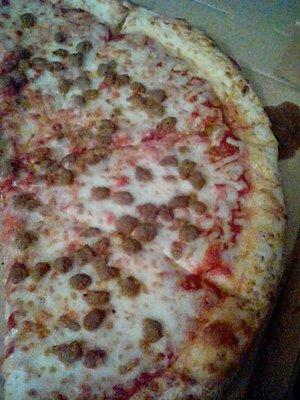 Delicious hand tossed Italian sausage pizza.