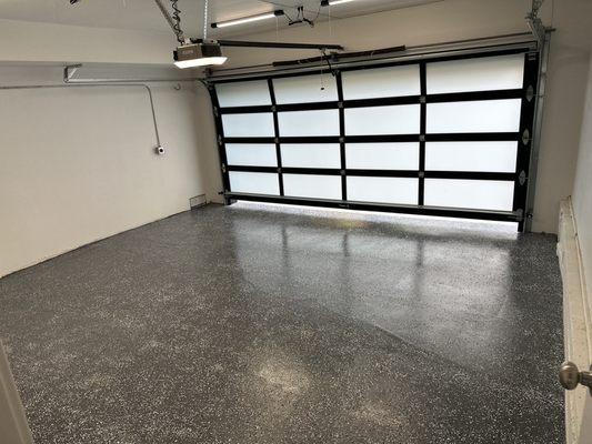 Redone garage floor and door