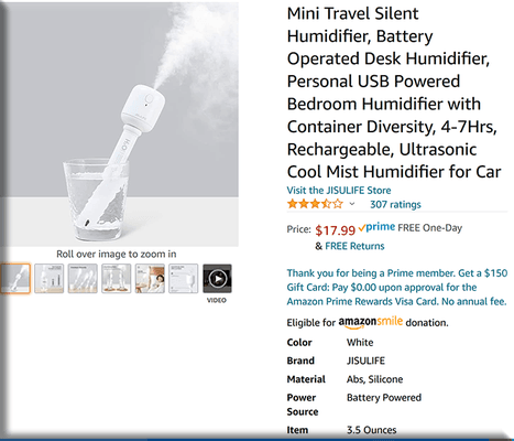 $15.00 personal humidifier from Amazon.