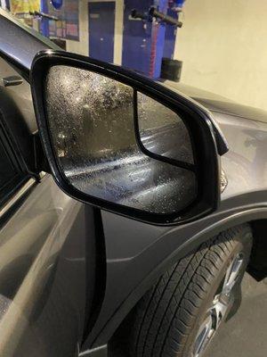 Oil dripping off mirror