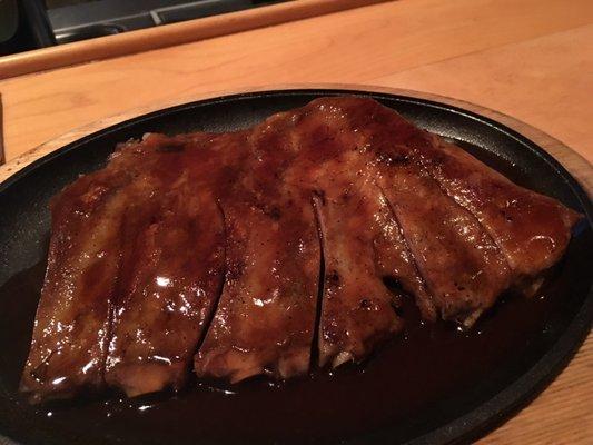 Half rack of ribs with a honey bbq glaze