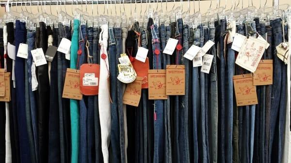 80 Pairs of New & Like New Designer Jeans.  True Religion, Joe's, Hudson, Paige.  Retail $200+  Laura Jean's Price $59 - $79!