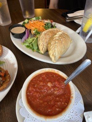 Gazpacho and vegan empanadas