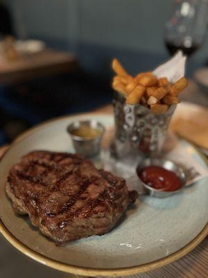 STEAK FRITES* 10 oz. steak, chimichurri sauce, fries