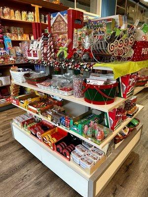 Christmas themed candy on display