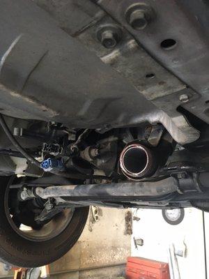 Catalytic converter stolen off my car. Up on lifts at Golden Muffler for replacement.