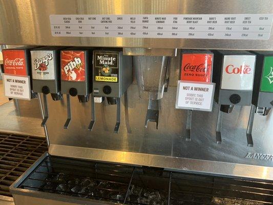 1/4 of their sodas are out of order