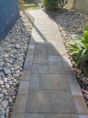 Paver installation / river rocks