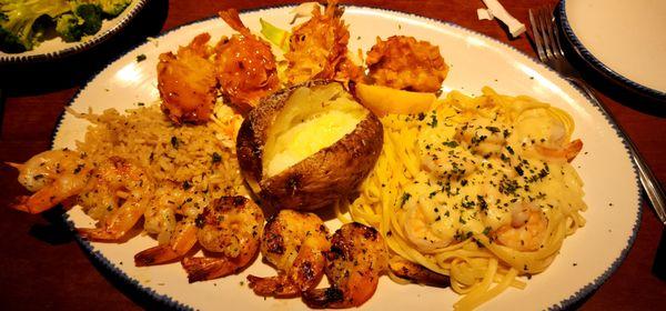 Shrimp Skewers, Dragon Shrimp, & Shrimp Alfredo