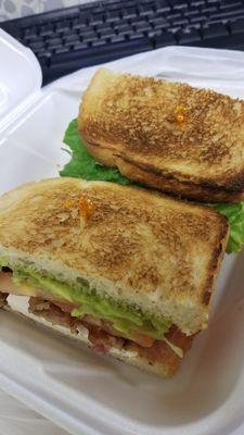 Super BLT.  Soooo good! Avocado,  bacon,  cream cheese, tomato.