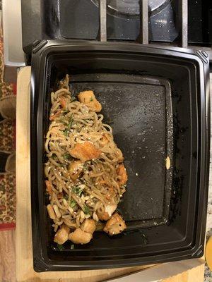 This was our delivery of ""Enlightened Spicy Peanut Chicken with Soba Noodles" Seriously!