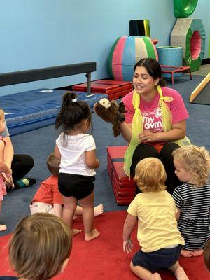 Teacher and students at story time