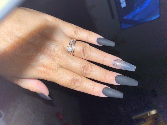 Black matt polish black coffin shape