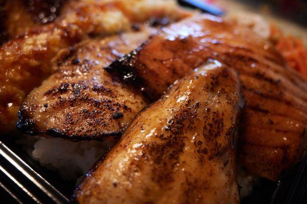 Fish lovers bento (closeup of miso marinated items)